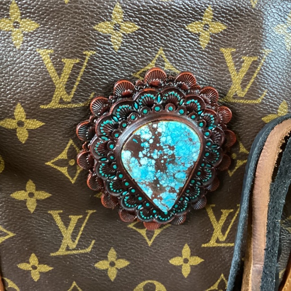 Vintage Louis Vuitton Revamped Shopping SacTote Handbag Turquoise Braided Straps - Picture 6 of 16